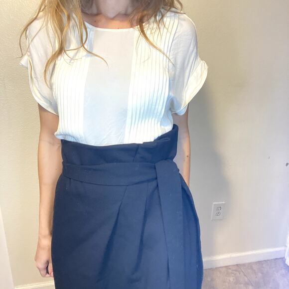 Magaschoni Classic Wool Pencil Skirt W/ Tie Classy Work Party - Picture 4 of 13